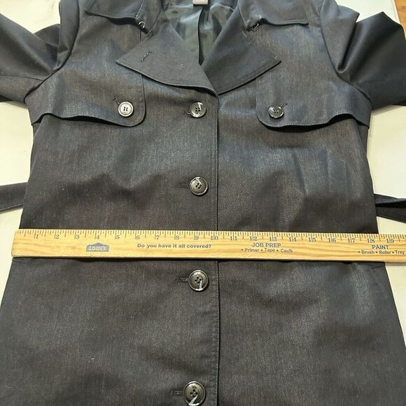 Chelsea and Theodore Short Trenchcoat Jacket Navy Blue Size 12 - Picture 9 of 13